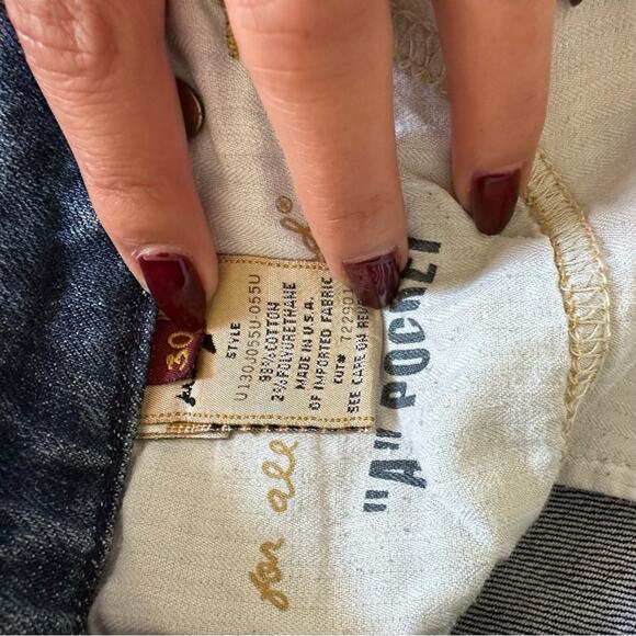 7 For All Mankind Blue Distressed Denim Flare Leg Jeans Style# U130j055u-055u - Picture 3 of 10